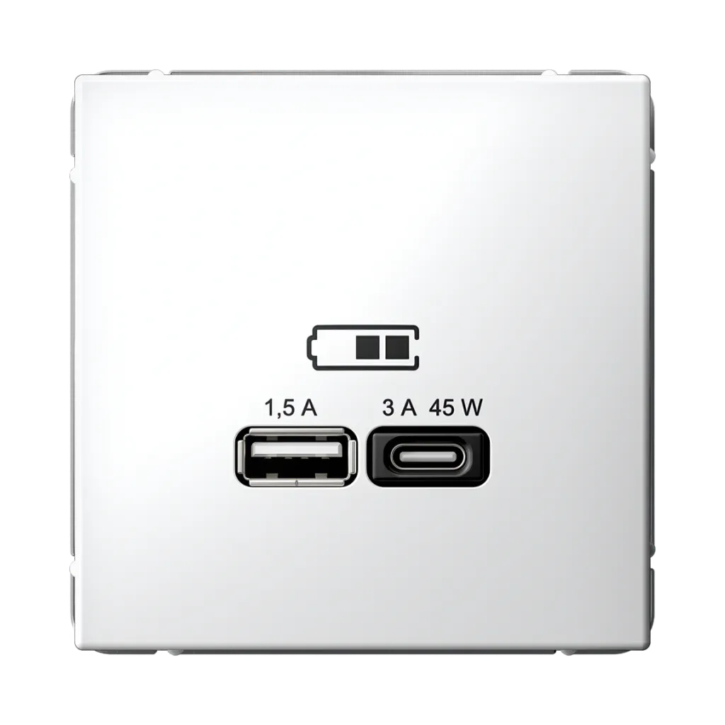 Systeme Electric (Schneider Elecrtic) ArtGallery SE GAL000129, Белый USB Розетка A + тип-C 45Вт высокоскор.заряд. QC, PD, механизм
