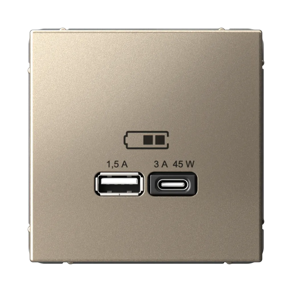 Systeme Electric (Schneider Elecrtic) ArtGallery SE GAL000529, Шампань USB Розетка A + тип-C 45Вт высокоскор.заряд. QC, PD, механизм