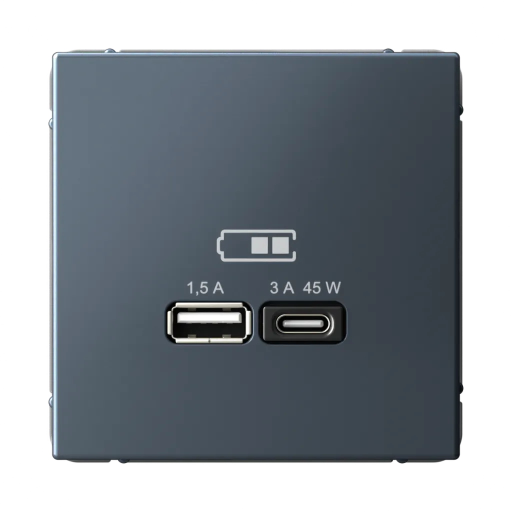 Systeme Electric (Schneider Elecrtic) ArtGallery SE GAL000729, Грифель USB Розетка A + тип-C 45Вт высокоскор.заряд. QC, PD, механизм