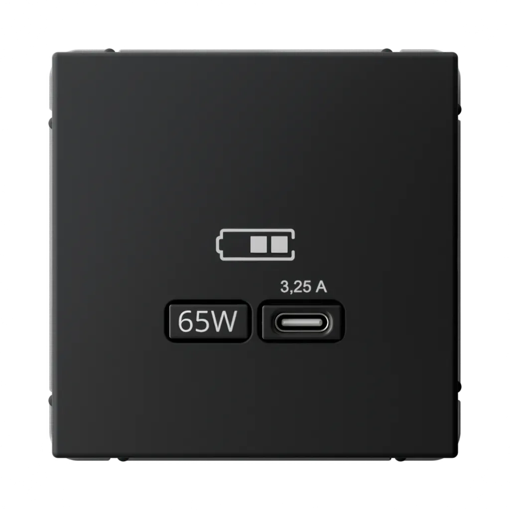 Systeme Electric (Schneider Elecrtic) ArtGallery SE GAL001027, Карбон USB Розетка тип-С 65Вт высокоскор.заряд. QC, PD, механизм