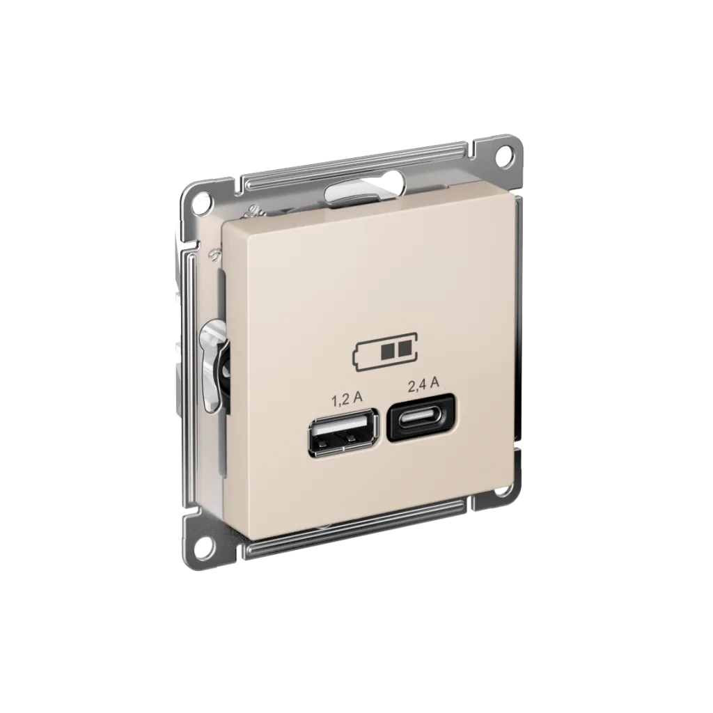 Systeme Electric (Schneider Elecrtic) AtlasDesign SE ATN000239, Бежевый USB A+С, 5В/2,4А, 2х5В/1,2А, механизм