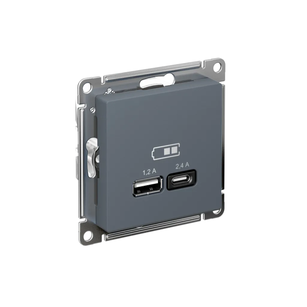 Systeme Electric (Schneider Elecrtic) AtlasDesign SE ATN000739, Грифиль USB A+С, 5В/2,4А, 2х5В/1,2А, механизм