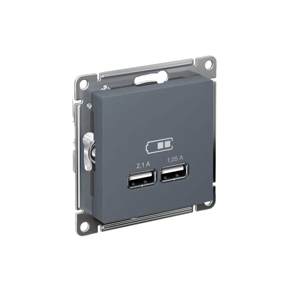 Systeme Electric (Schneider Elecrtic) AtlasDesign SE ATN000733,  Грифель USB, 5В, 1 порт x 2,1 А, 2 порта х 1,05 А, механизм