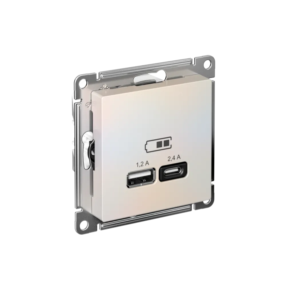 Systeme Electric (Schneider Elecrtic)  AtlasDesign SE ATN000439, Жемчуг USB A+С, 5В/2,4А, 2х5В/1,2А, механизм
