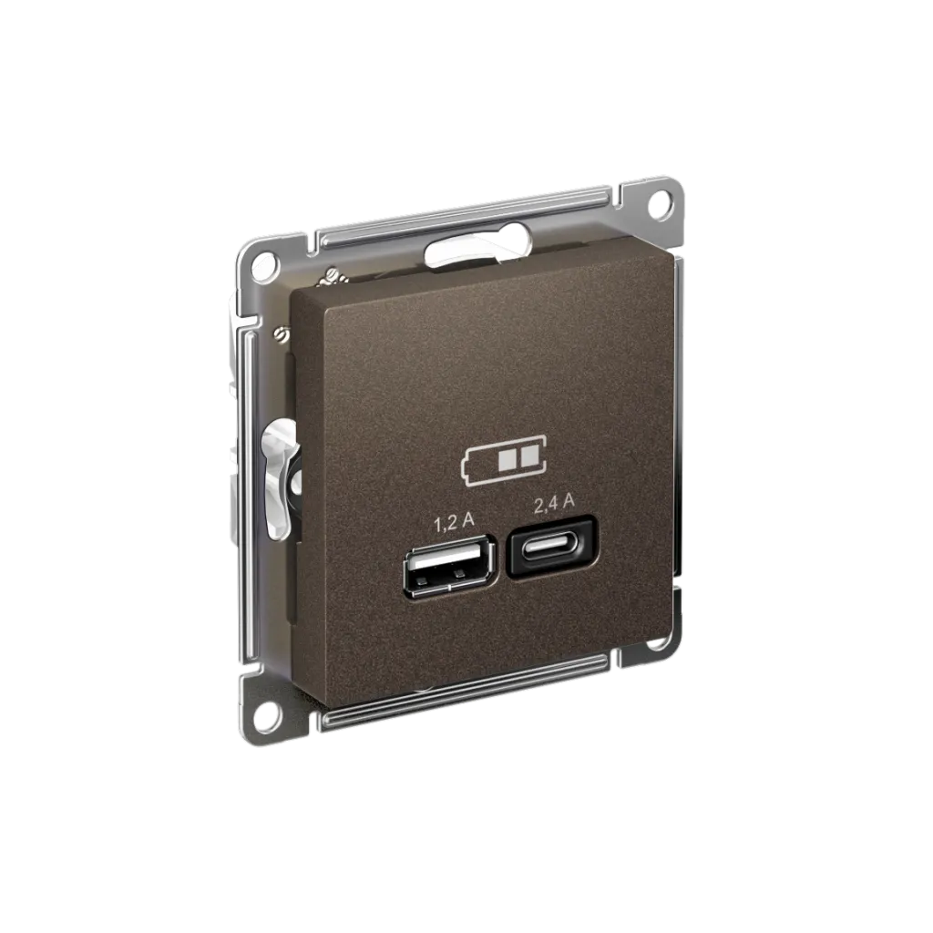 Systeme Electric (Schneider Elecrtic) AtlasDesign SE ATN000639, Мокко USB A+С, 5В/2,4А, 2х5В/1,2А, механизм