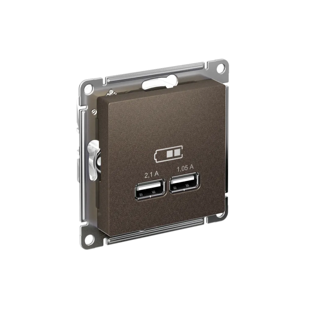 Systeme Electric (Schneider Elecrtic) AtlasDesign SE ATN000633, Мокко USB, 5В, 1 порт x 2,1 А, 2 порта х 1,05 А, механизм