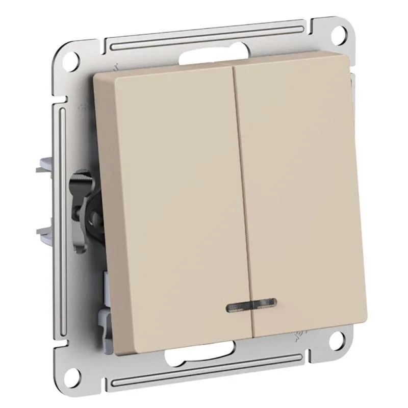 Systeme Electric (Schneider Elecrtic) AtlasDesign SE ATN001253, Песочный Выключатель 2-клавишный с подсветкой, сх.5а, 10АХ, мех.