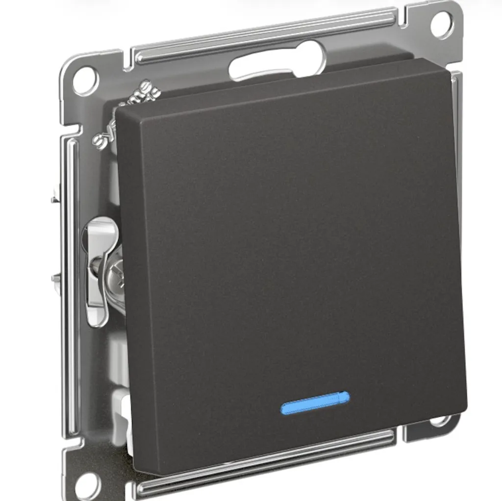 Systeme Electric (Schneider Elecrtic) AtlasDesign SE ATN001413, Базальт Выключатель 1-клавишный с подсветкой, сх.1а, 10АХ, механизм