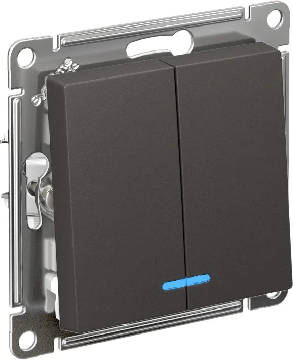 Systeme Electric (Schneider Elecrtic) AtlasDesign SE ATN001453, Базальт Выключатель 2-клавишный с подсветкой, сх.5а, 10АХ, механизм