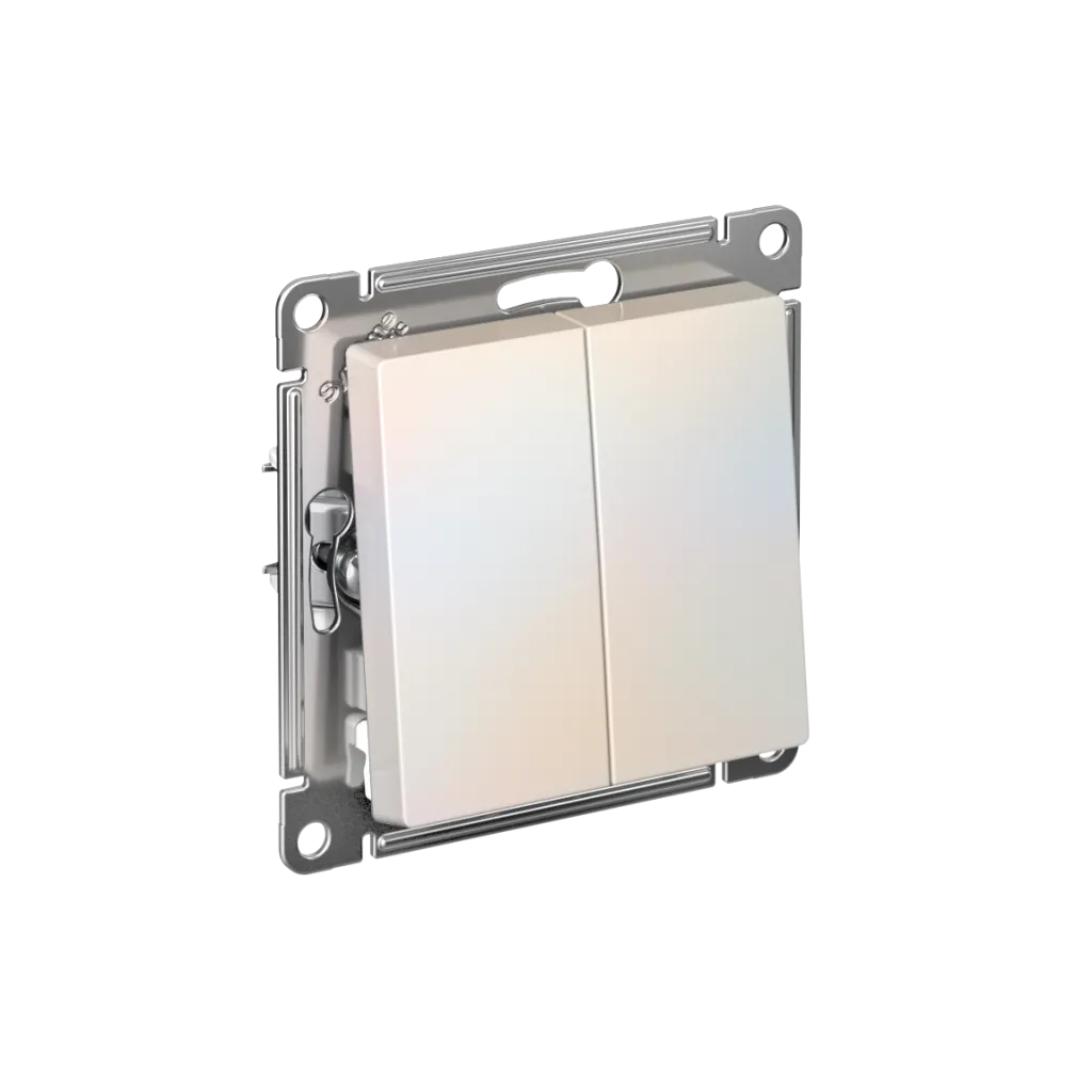 Systeme Electric (Schneider Elecrtic) AtlasDesign SE ATN000473, Алюминий Переключатель 2-клавишный перекрестный, 2 x сх. 7, 10АХ, механизм