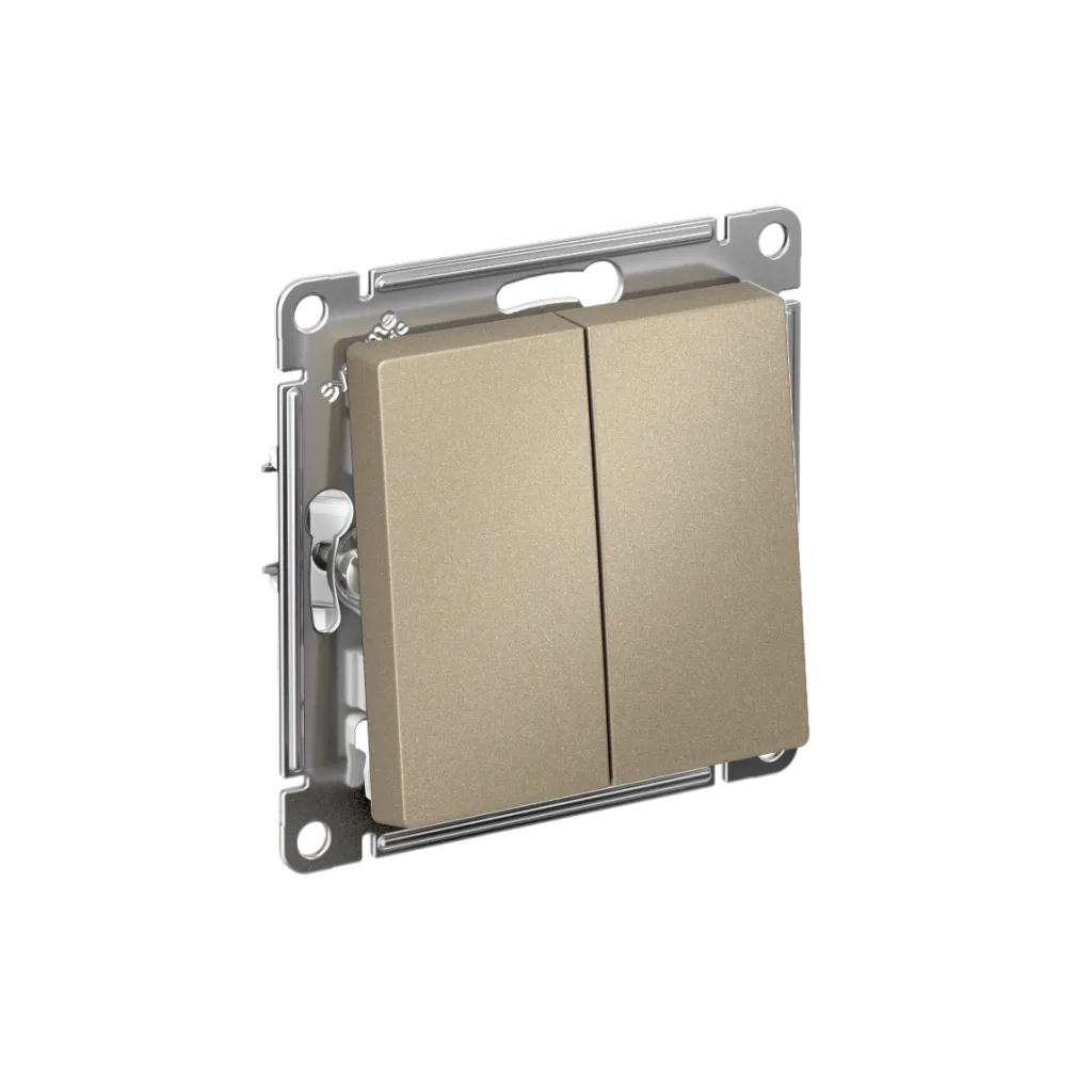 Systeme Electric (Schneider Elecrtic) AtlasDesign SE ATN000573, Шампань Переключатель 2-клавишный перекрестный, 2 x сх. 7, 10АХ, механизм