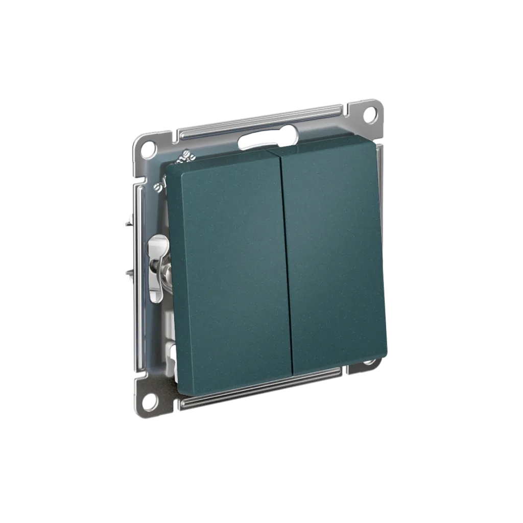 Systeme Electric (Schneider Elecrtic) AtlasDesign SE ATN000873, Изумруд Переключатель 2-клавишный перекрестный, 2 x сх. 7, 10АХ, механизм