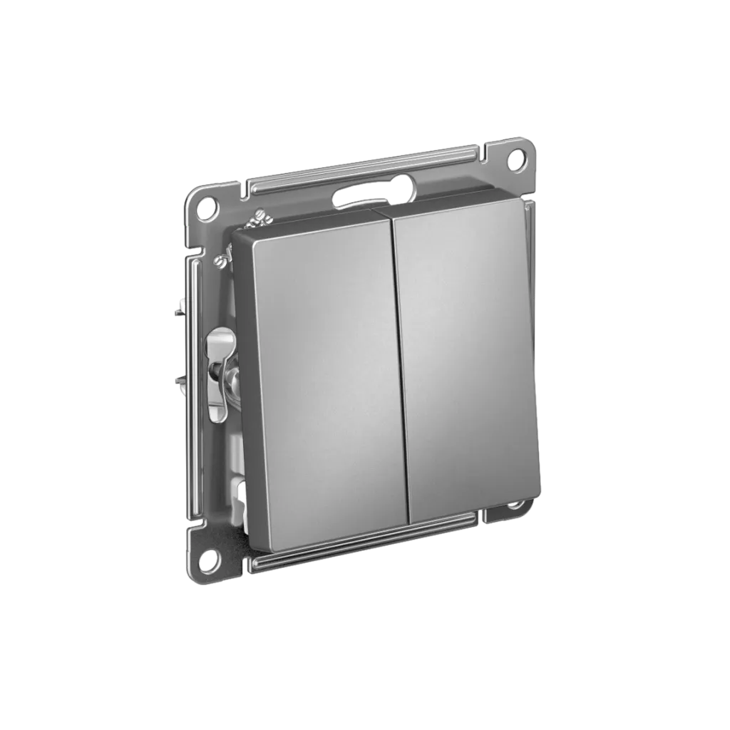 Systeme Electric (Schneider Elecrtic) AtlasDesign SE ATN000973, Сталь Переключатель 2-клавишный перекрестный, 2 x сх. 7, 10АХ, механизм