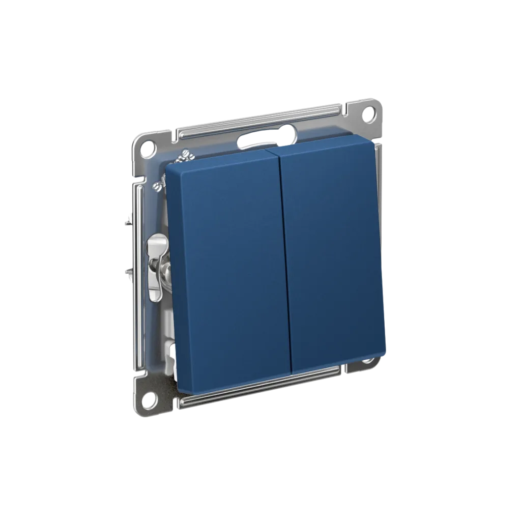 Systeme Electric (Schneider Elecrtic) AtlasDesign SE ATN001173, Аквамарин Переключатель 2-клавишный перекрестный, 2 x сх. 7, 10АХ, механизм