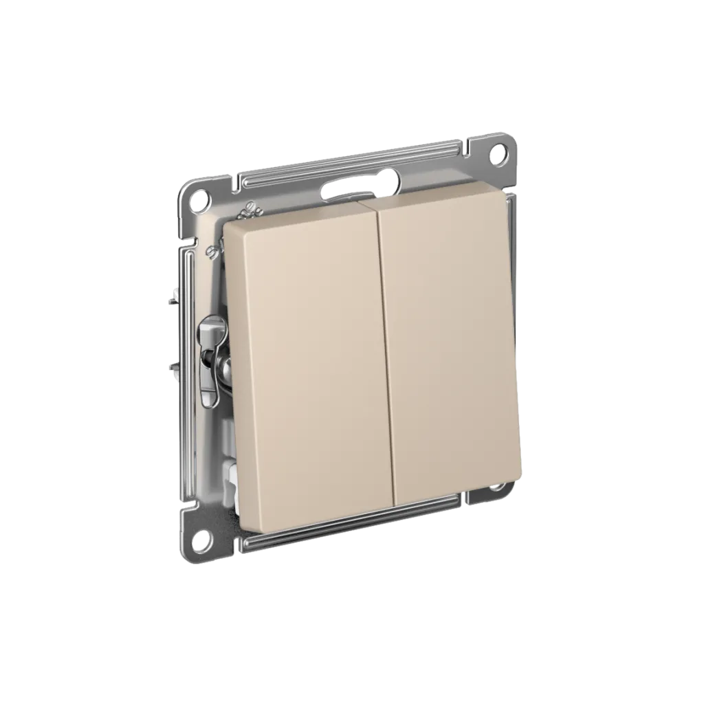 Systeme Electric (Schneider Elecrtic) AtlasDesign SE ATN001273, Песочный Переключатель 2-клавишный перекрестный, 2 x сх. 7, 10АХ, механизм
