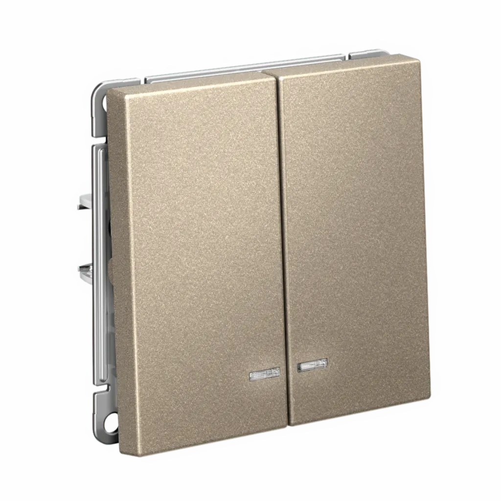 Systeme Electric (Schneider Elecrtic) ArtGallery SE GAL000553, Шампань Выключатель 2-клавишный с подсветкой, сх.5а, 10АХ, механизм