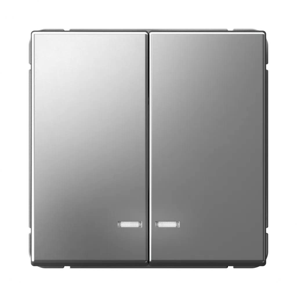 Systeme Electric (Schneider Elecrtic) ArtGallery  SE GAL000953, Сталь Выключатель 2-клавишный с подсветкой, сх.5а, 10АХ, механизм