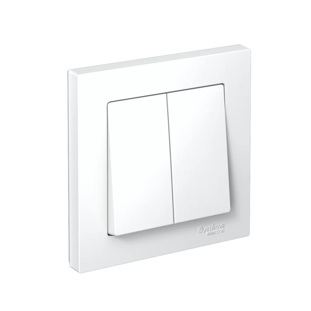 Systeme Electric (Schneider Elecrtic) AtlasDesign SE ATN000152S, Белый Выключатель 2-клавишный, сх.5, 10АХ, в сборе, быстрозажим. клем.