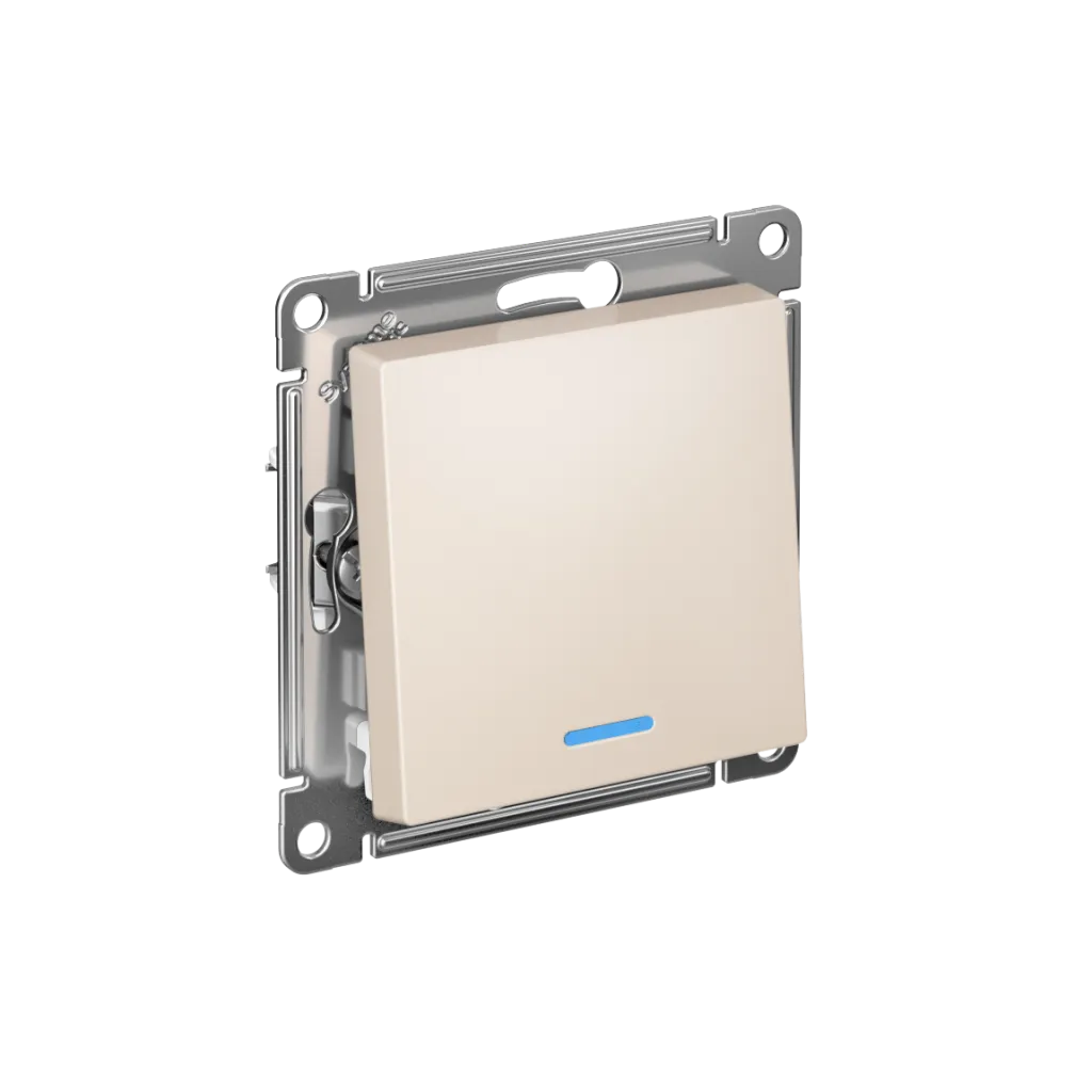 Systeme Electric (Schneider Elecrtic) AtlasDesign SE ATN000213S, Бежевый Выключатель 1-клавишный с подсвет., сх.1а, 10АХ, мех., быстрозажим. клем.