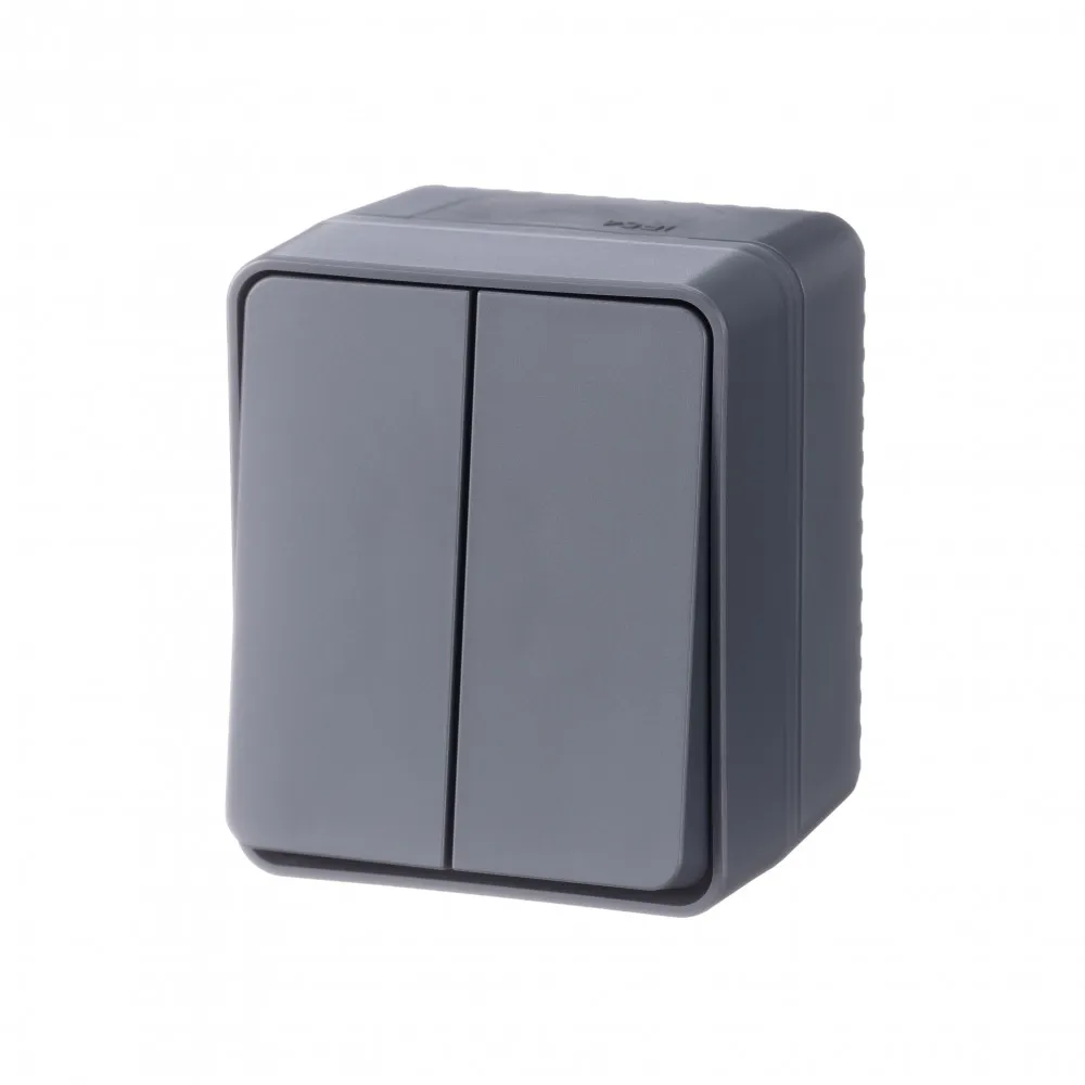 Systeme Electric AtlasDesign SE ATN544051, Profi54 Наруж Антрацит Выключатель 2-клавишный 10 АХ