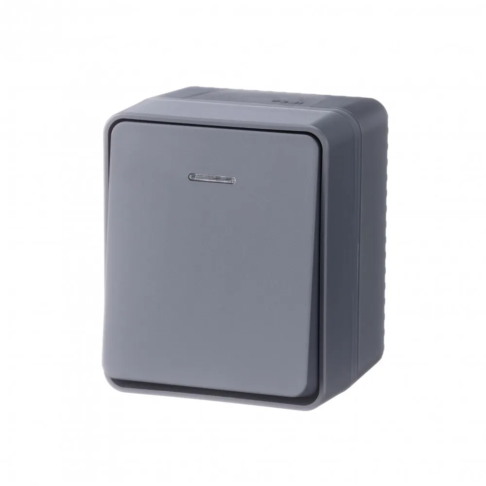Systeme Electric AtlasDesign SE ATN544013, Profi54 Наруж Антрацит Выключатель 1-клавишный с подсветкой 10 АХ