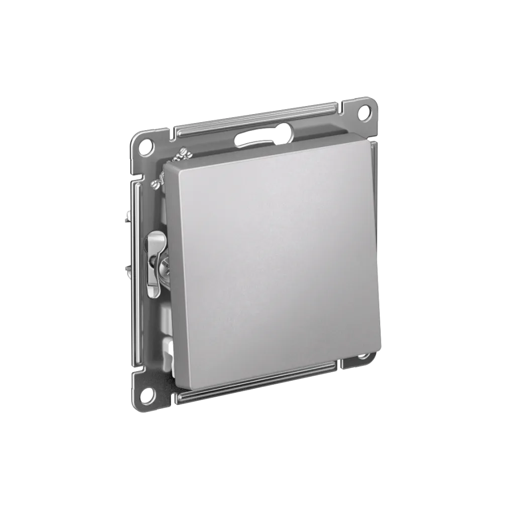 Systeme Electric AtlasDesign SE ATN000311S, Алюминий Выключатель 1-клавишный, сх.1, 10АХ, мех., быстрозажим. клем.