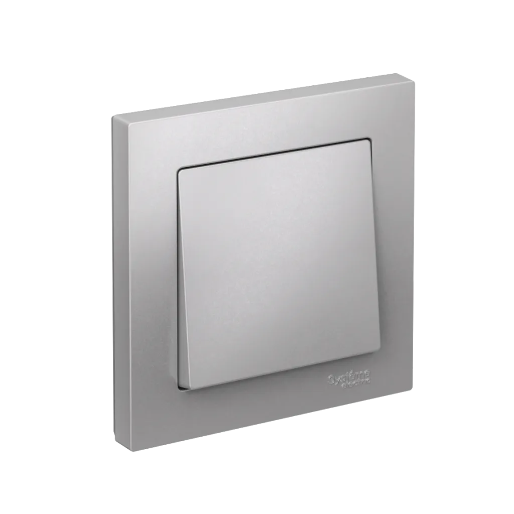 Systeme Electric AtlasDesign SE ATN000312S, Алюминий Выключатель 1-клавишный, сх.1, 10АХ, в сборе, быстрозажим. клем.