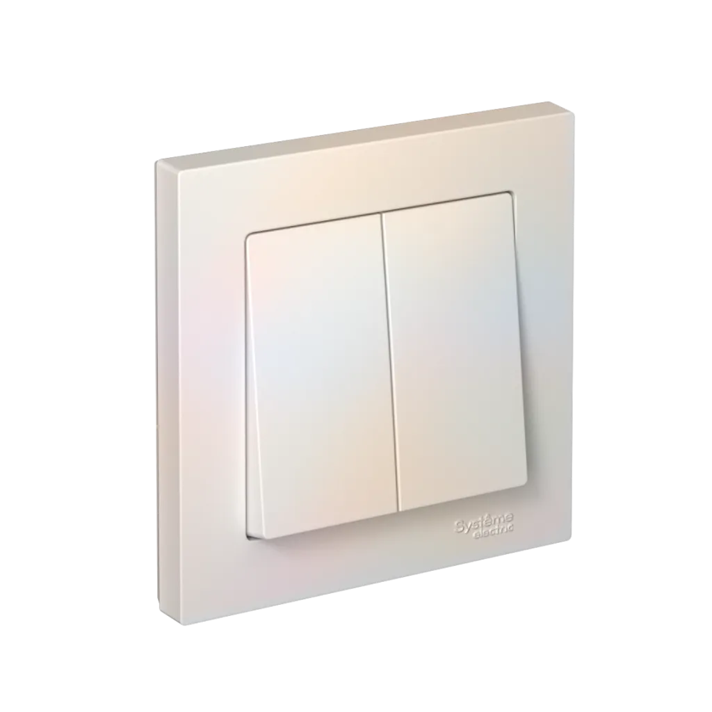 Systeme Electric AtlasDesignSE ATN000452S, Жемчуг Выключатель 2-клавишный, сх.5, 10АХ, в сборе, быстрозажим. клем.