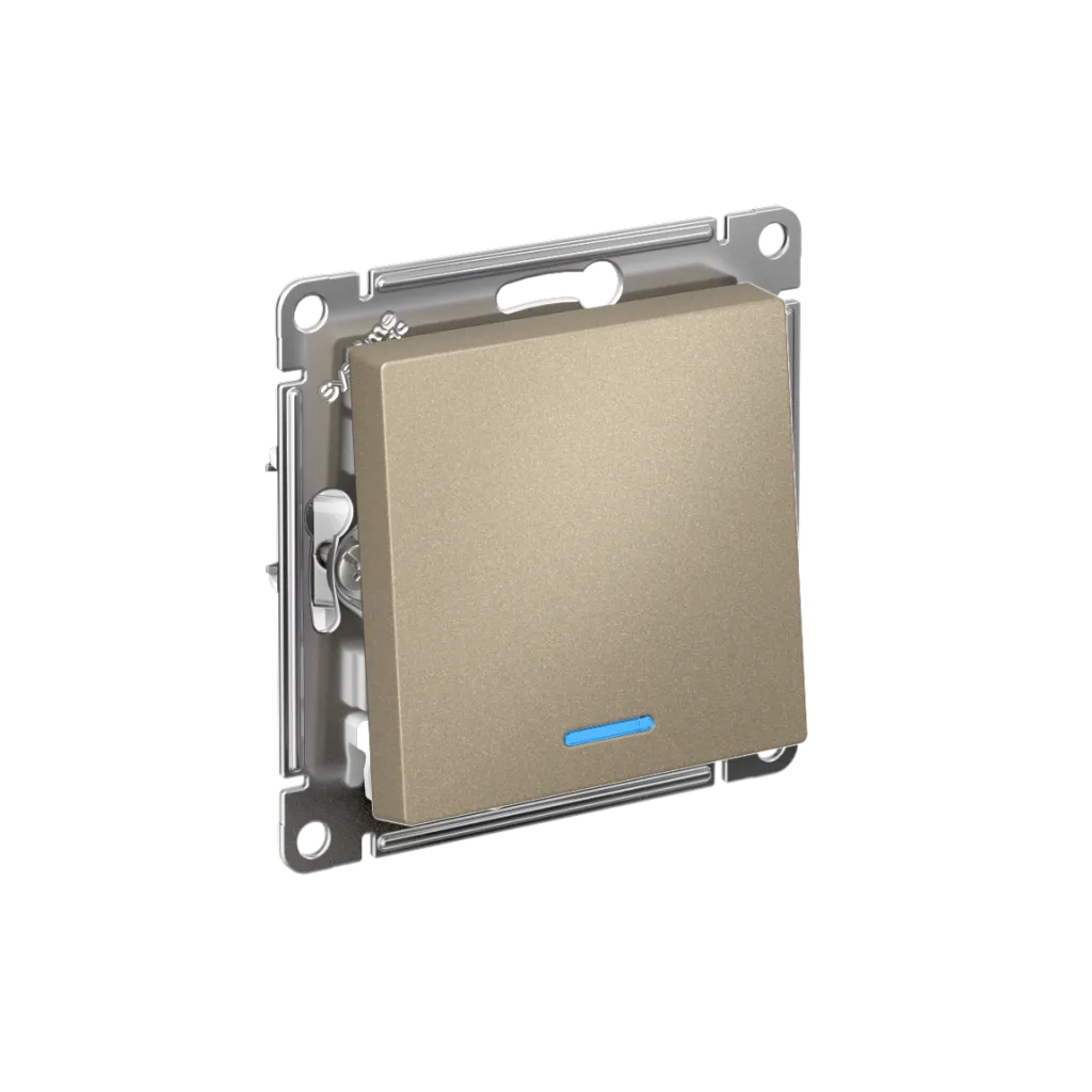 Systeme Electric AtlasDesign SE ATN000563S, Шампань Переключатель 1-кл с подсветкой, сх.6а, 10АХ, мех., быстрозажим. клем.