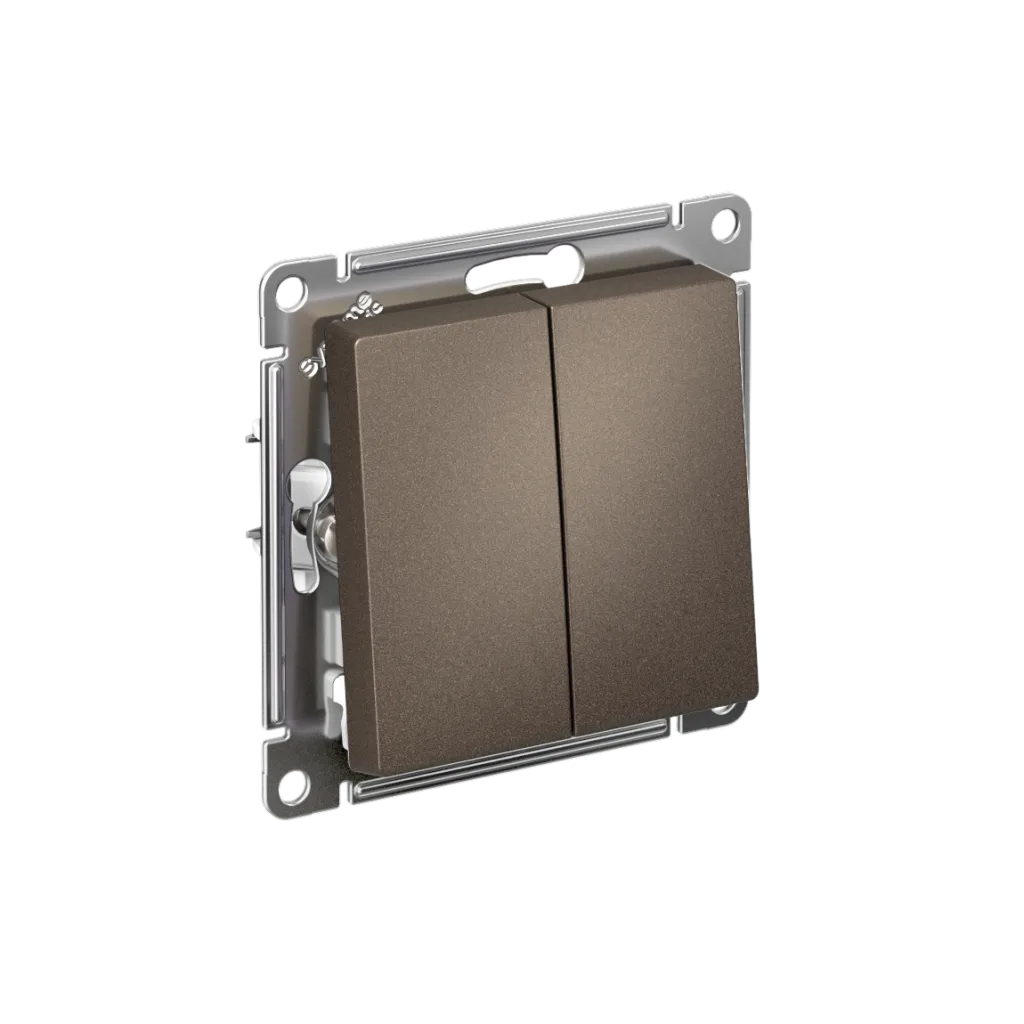 Systeme Electric AtlasDesign SE ATN000651S, Мокко Выключатель 2-клавишный, сх.5, 10АХ, мех., быстрозажим. клем.