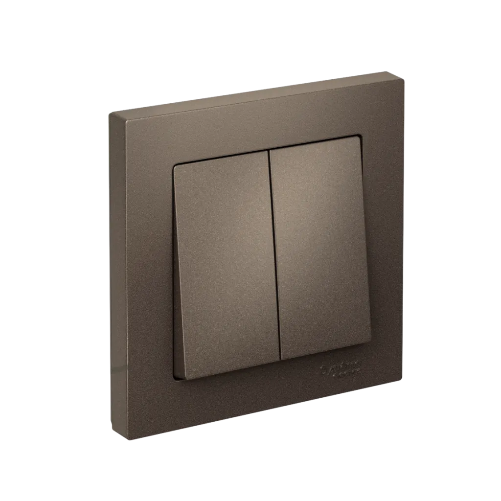 Systeme Electric AtlasDesign SE ATN000652S, Мокко Выключатель 2-клавишный, сх.5, 10АХ, в сборе, быстрозажим. клем.