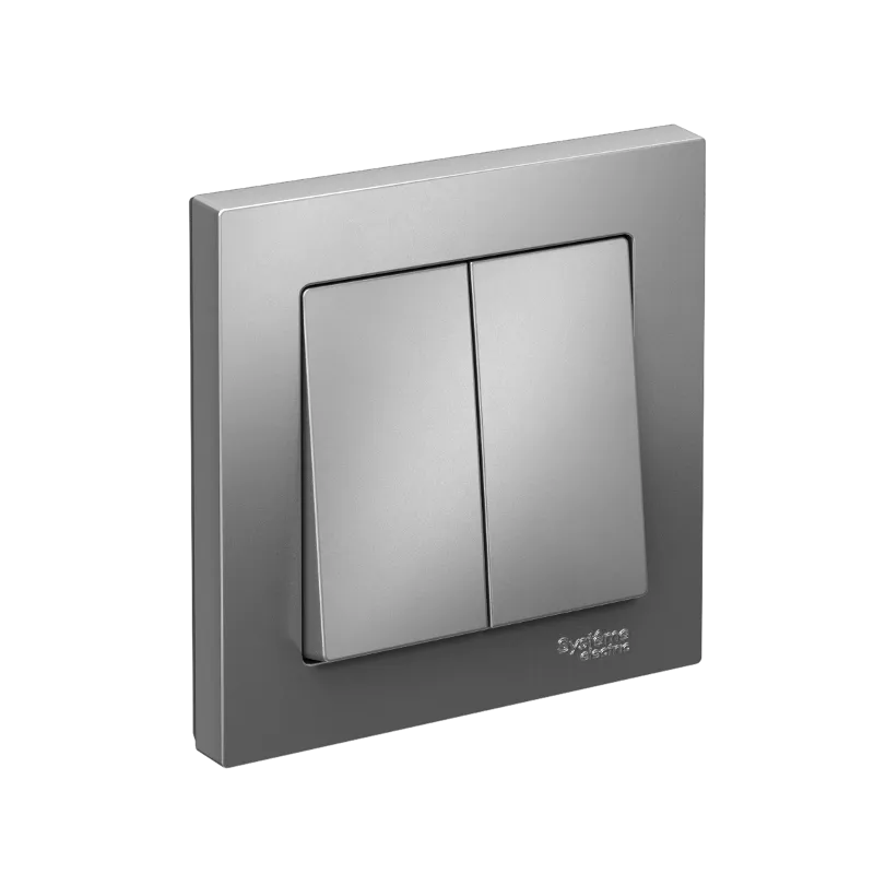 Systeme Electric AtlasDesign SE ATN000952S, Сталь Выключатель 2-клавишный, сх.5, 10АХ, в сборе, быстрозажим. клем.