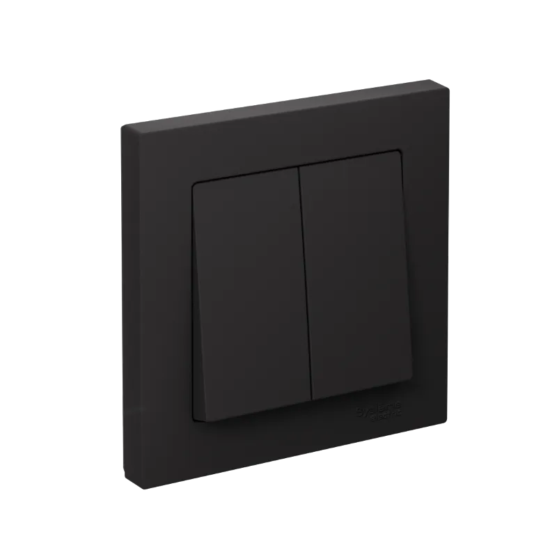 Systeme Electric AtlasDesign SE ATN001052S, Карбон Выключатель 2-клавишный, сх.5, 10АХ, в сборе, быстрозажим. клем.