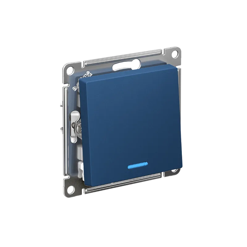 Systeme Electric AtlasDesign SE ATN001113S, Аквамарин Выключатель 1-клавишный с подсвет., сх.1а, 10АХ, мех., быстрозажим. клем.,