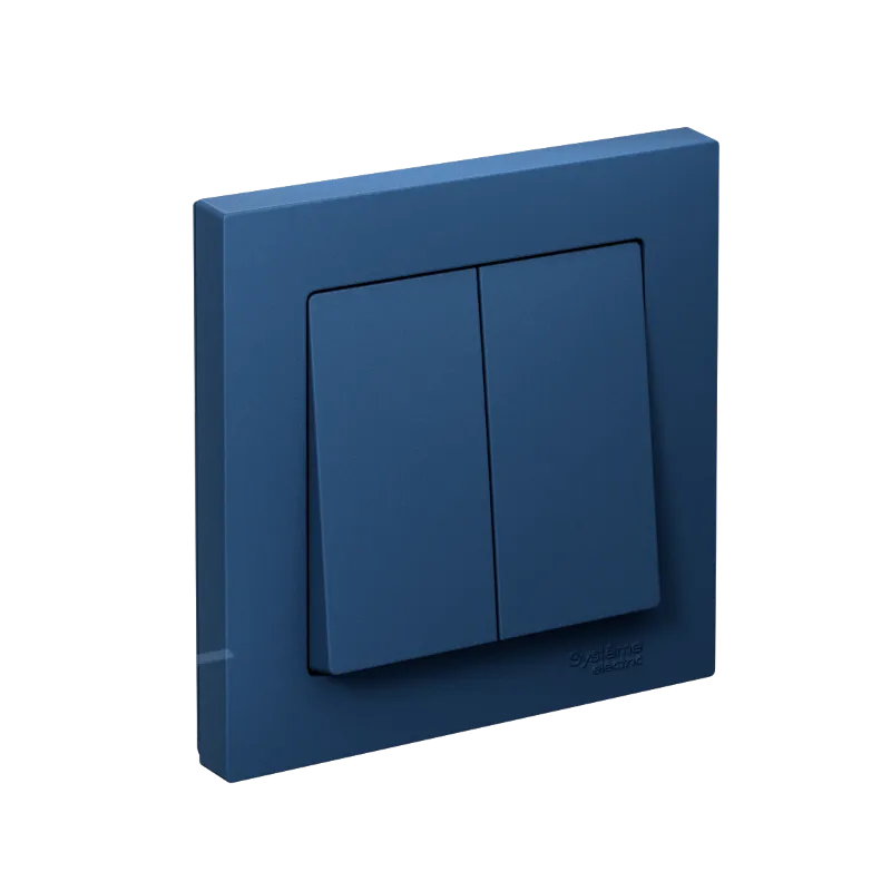 Systeme Electric AtlasDesign SE ATN001152S, Аквамарин Выключатель 2-клавишный, сх.5, 10АХ, в сборе, быстрозажим. клем.