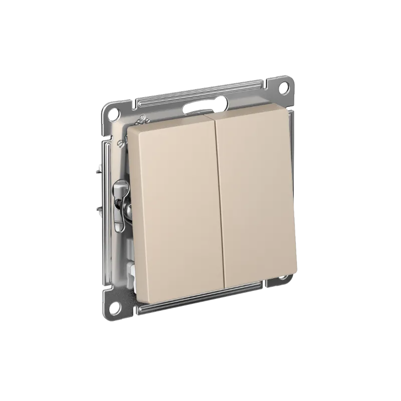 Systeme Electric AtlasDesign SE ATN001251S, Песочный Выключатель 2-клавишный, сх.5, 10АХ, мех., быстрозажим. клем.