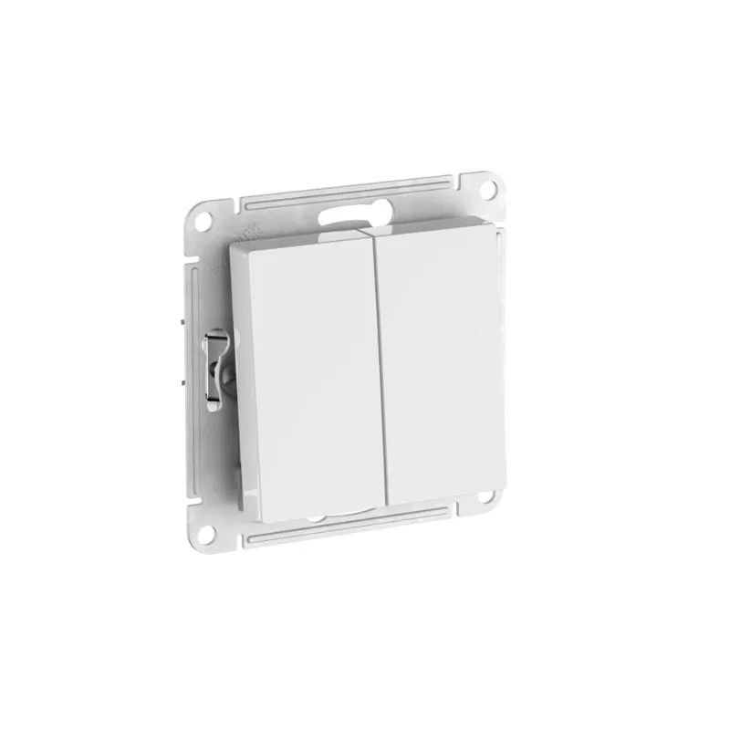 Systeme Electric AtlasDesign SE ATN440351S, Aqua Алюминий Выключатель 2-клавишный IP44, сх.6, 10АХ,мех., быстрозажим. клем.