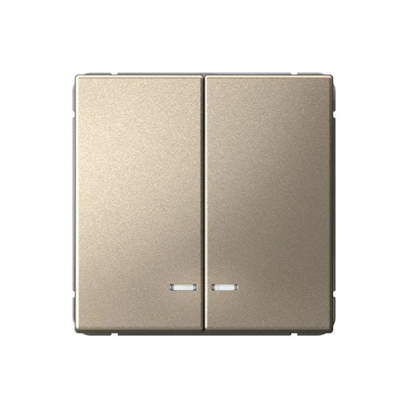 Systeme Electric ArtGallery SE GAL000553S, Шампань Выключатель 2-клавишный с подсветкой, сх.5а, 10АХ, механизм, быстрозажим. клем.