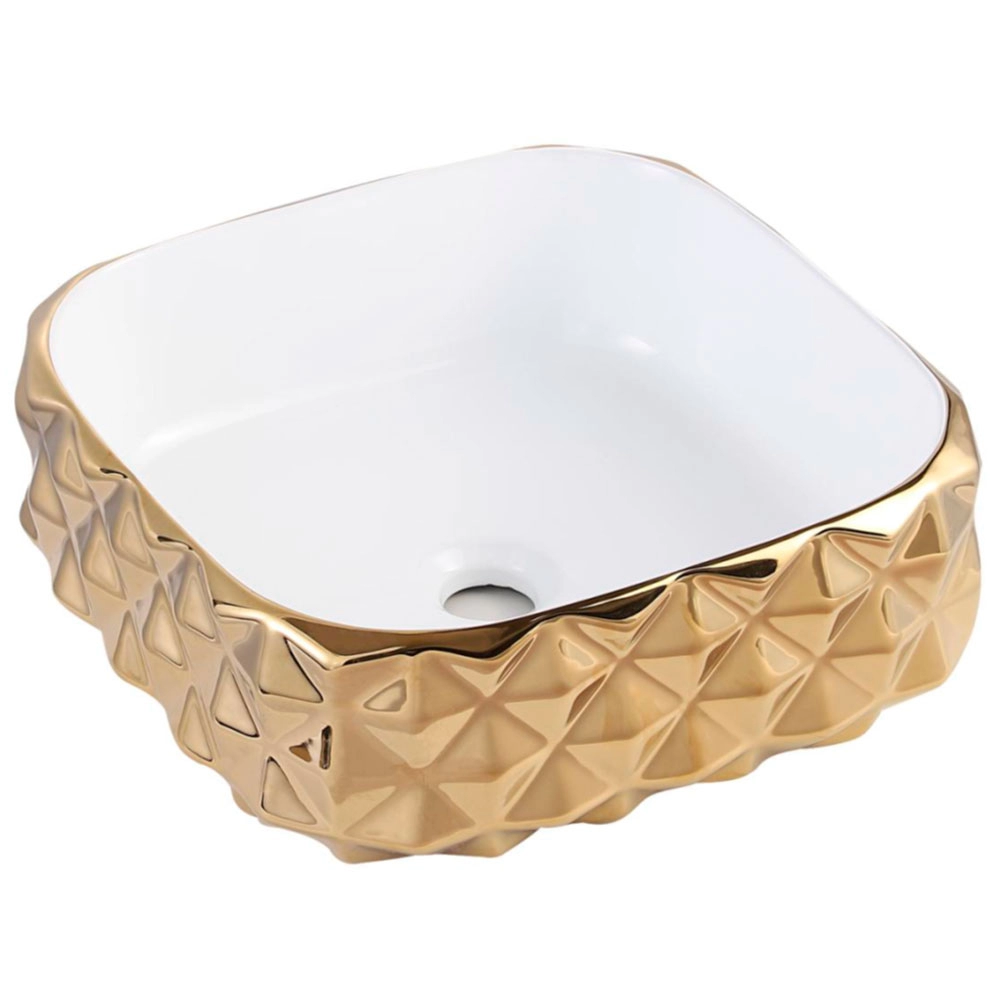 Раковина чаша Hans VG-2626 002 40_40 квадратная белая золотая