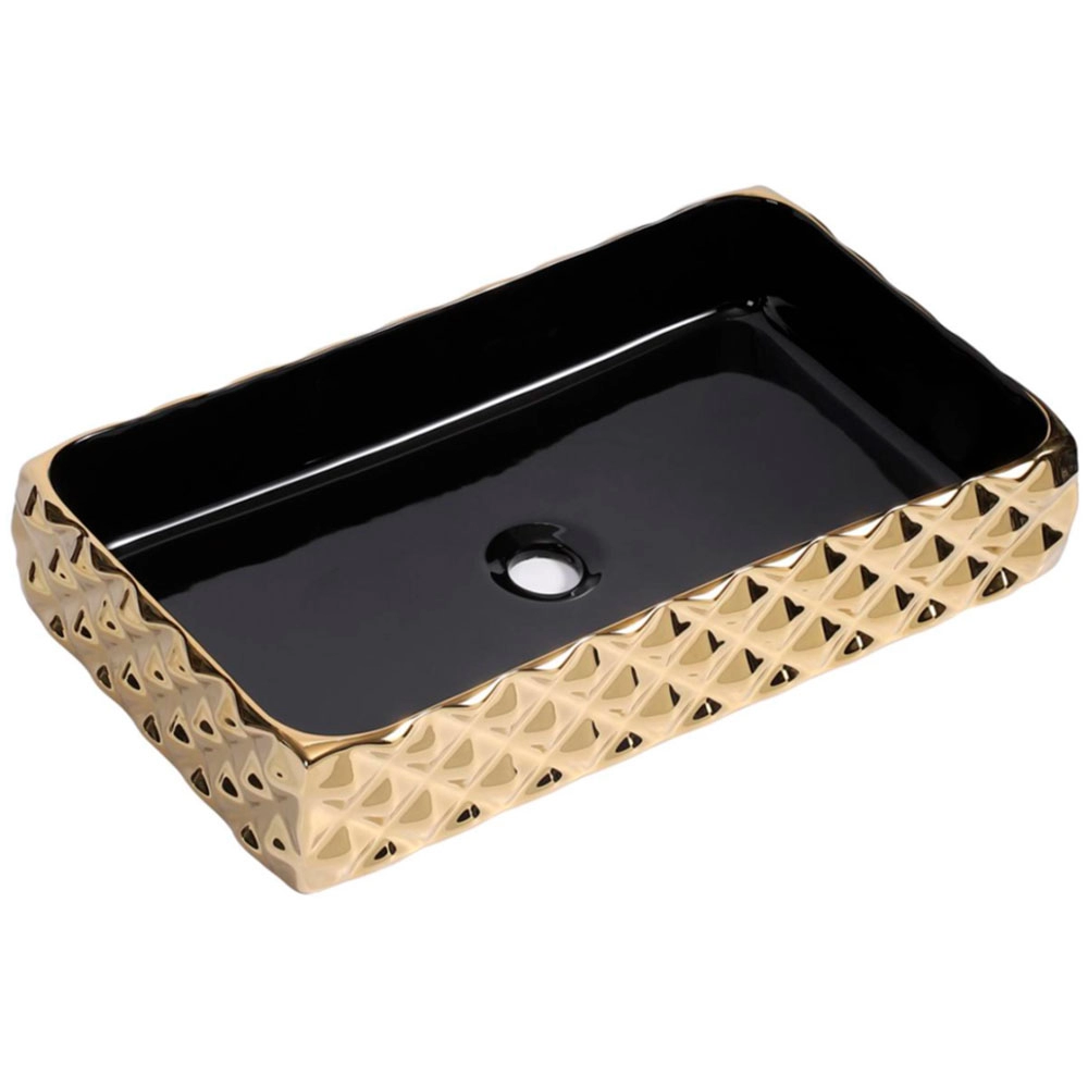 Раковина чаша Hans VGM-2626 001 60,5_34 прямоугольная черная золотая