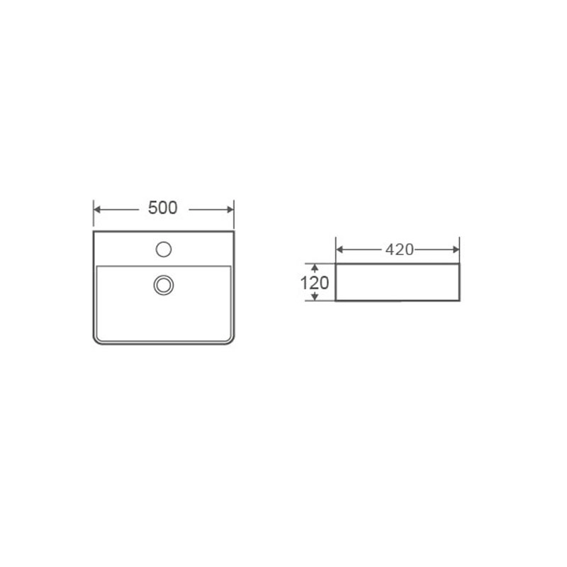 Раковина чаша Hans HS-2173S 50_42 прямоугольная белая