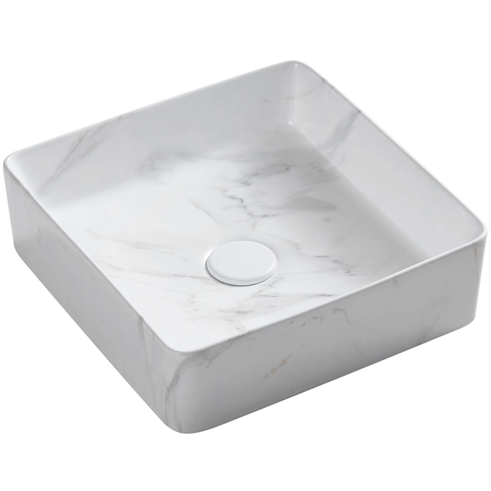 Раковина чаша Hans HS-2179MLG 36_36 квадрат мрамор светлый