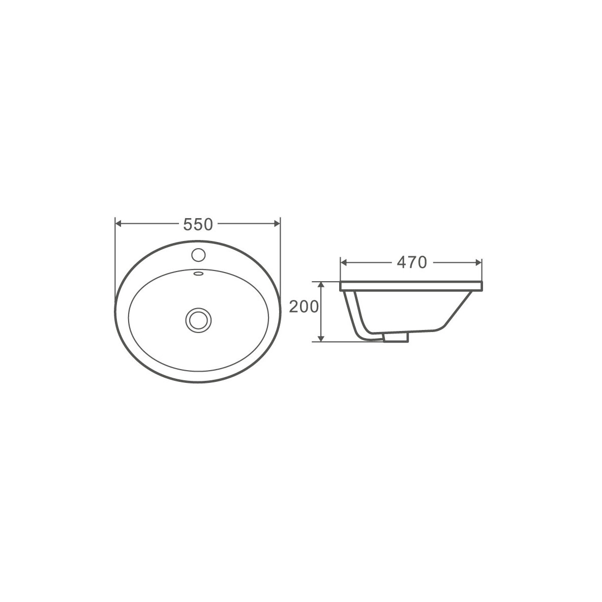Раковина встраиваемая сверху Hans HS-6002 55_47 овал белая